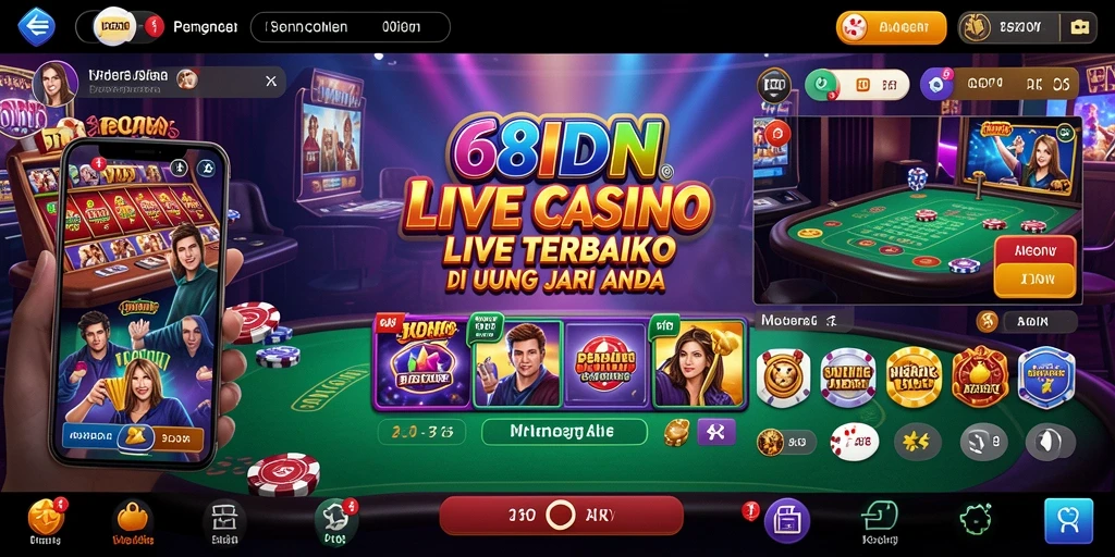 Screenshot utama 68IDN menampilkan dealer langsung yang interaktif dan gameplay mendebarkan.