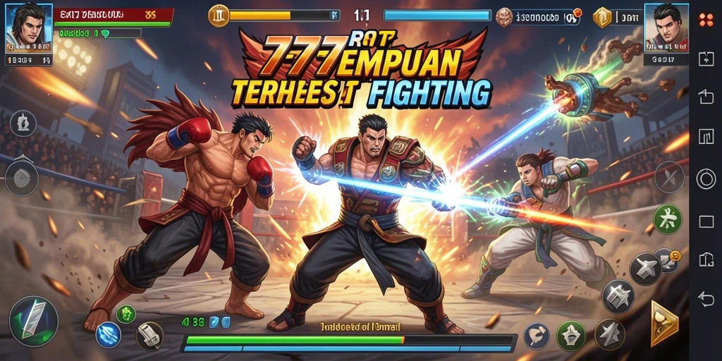Tampilan gameplay seru di 777RT dengan pertempuran karakter yang intens.