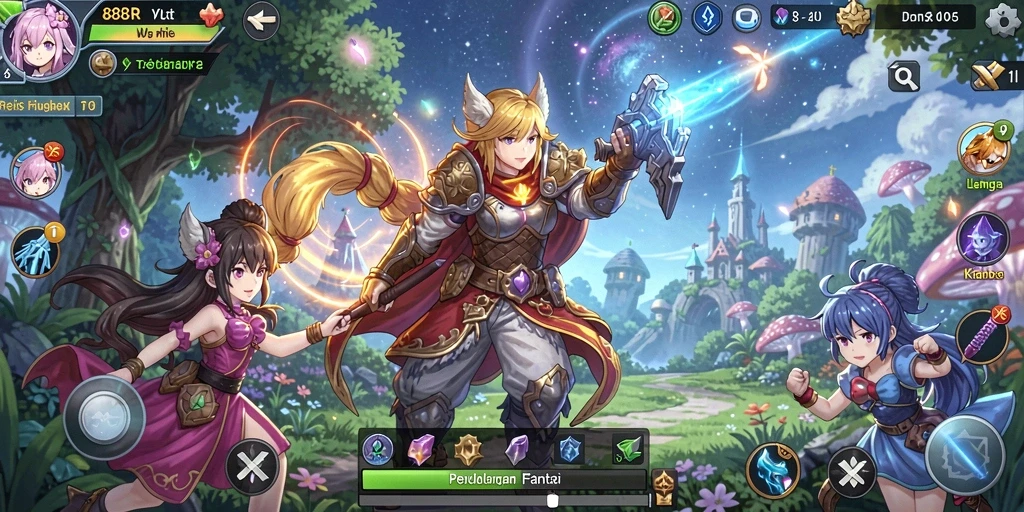 Tangkapan layar 888R menampilkan aksi seru dalam permainan anime.
