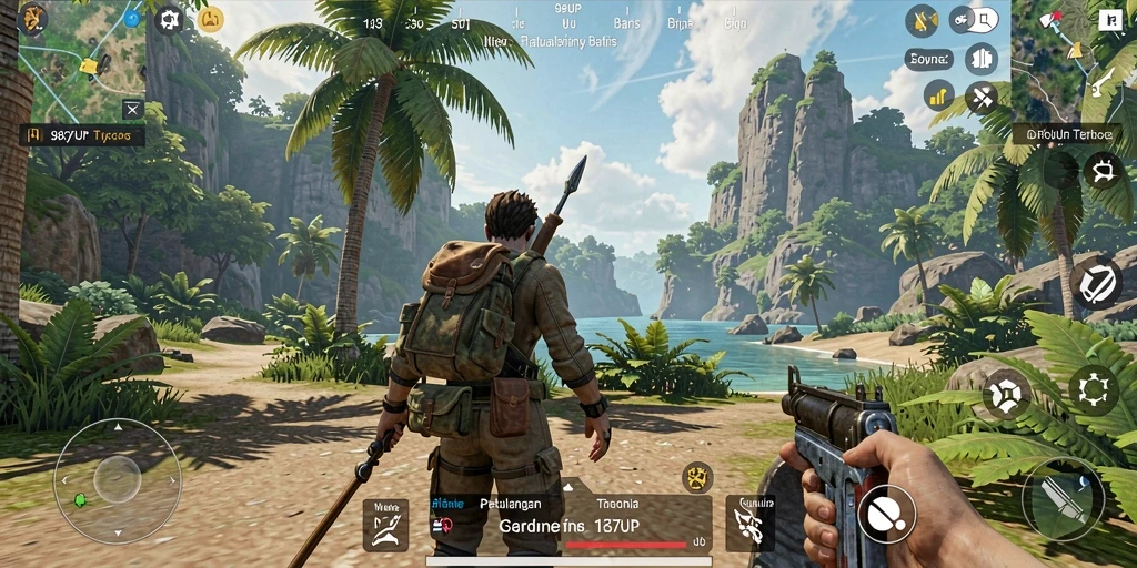Screenshot gameplay 987UP yang menunjukkan kebebasan menjelajahi dunia terbuka.