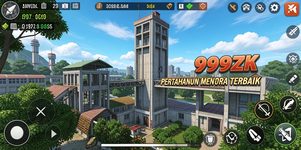 Tangkapan layar yang menunjukkan aksi menara pertahanan dalam 999ZK.