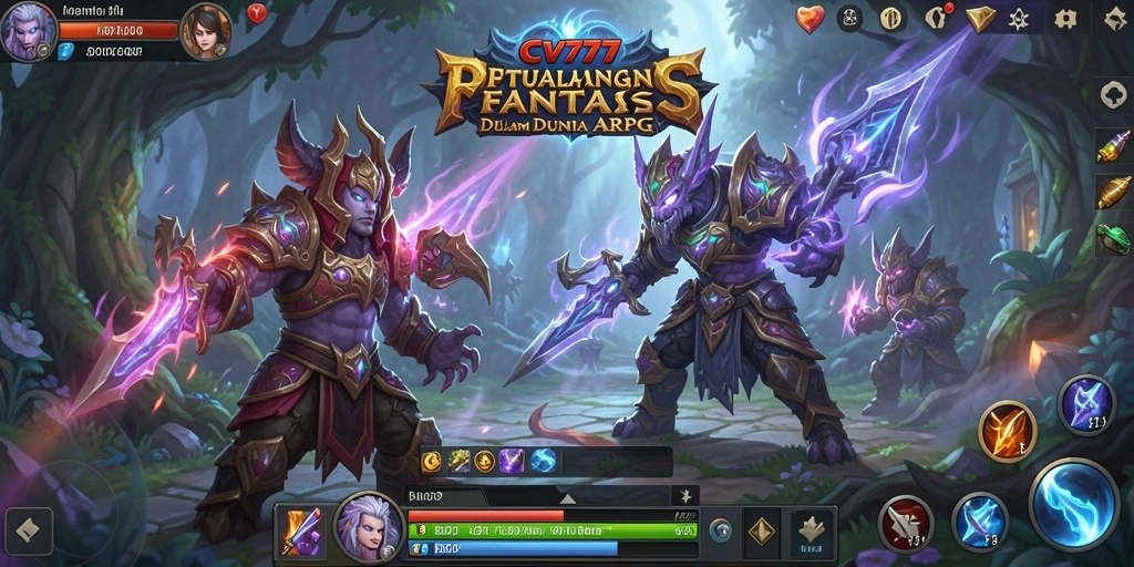 Tangkapan layar gameplay CV777 yang menampilkan aksi pertarungan ARPG yang mendebarkan.