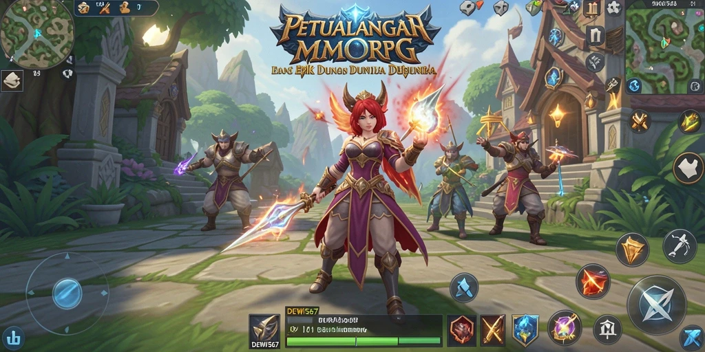 Tangkapan layar gameplay DEWI567 yang menunjukkan pertempuran epik antar pemain.