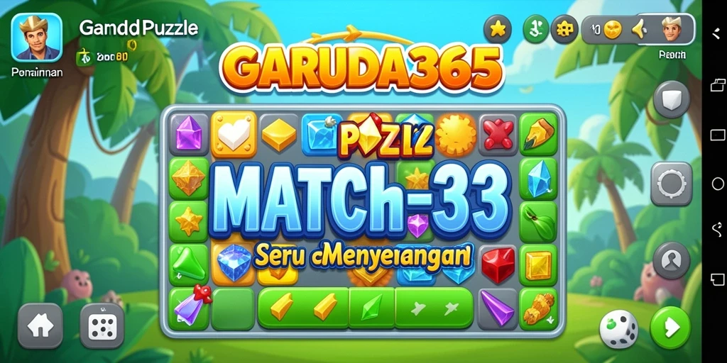 Screenshot MENARIK dari gameplay Match-3 GARUDA365 yang seru.