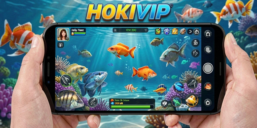 Tampilan gameplay seru HOKIVIP dengan aksi menembak ikan.