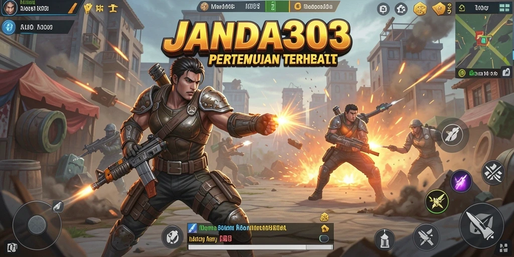 Screenshot JANDA303 yang menampilkan pertempuran mendebarkan di Arena Battle Royale.