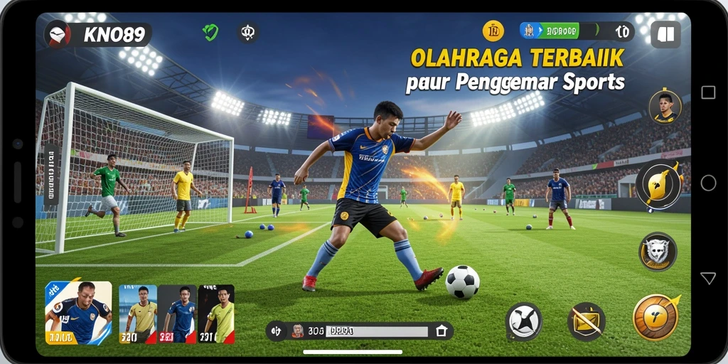 Screenshot KNO89 menampilkan gameplay mendebarkan di lapangan olahraga.