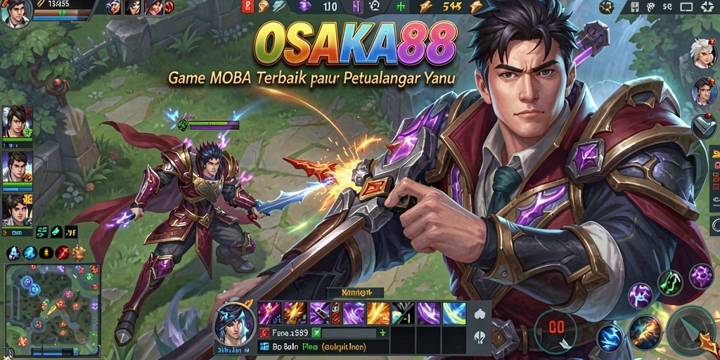 Screenshot gameplay <strong>OSAKA88</strong> menampilkan pertempuran seru di arena MOBA.