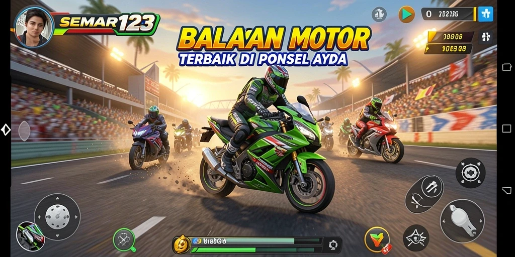 Screenshot utama SEMAR123 menampilkan aksi balapan motor yang mendebarkan.