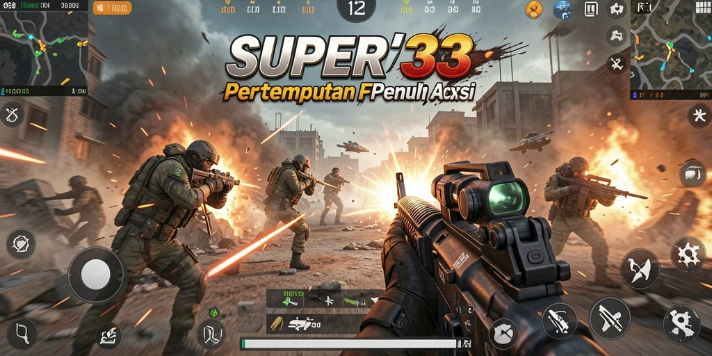 Gameplay SUPER33 menunjukkan aksi menegangkan dalam FPS yang mendebarkan.