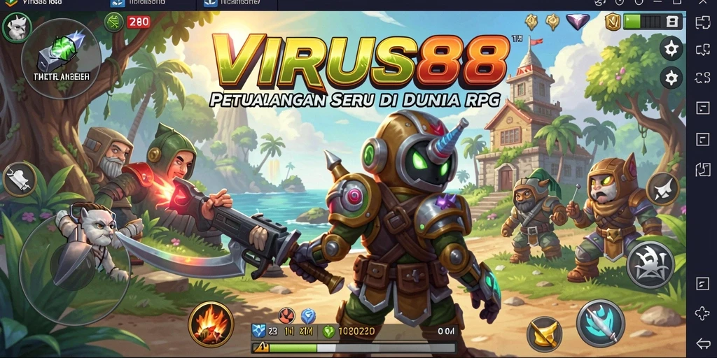 Tampilan gameplay menakjubkan di dunia RPG VIRUS88.